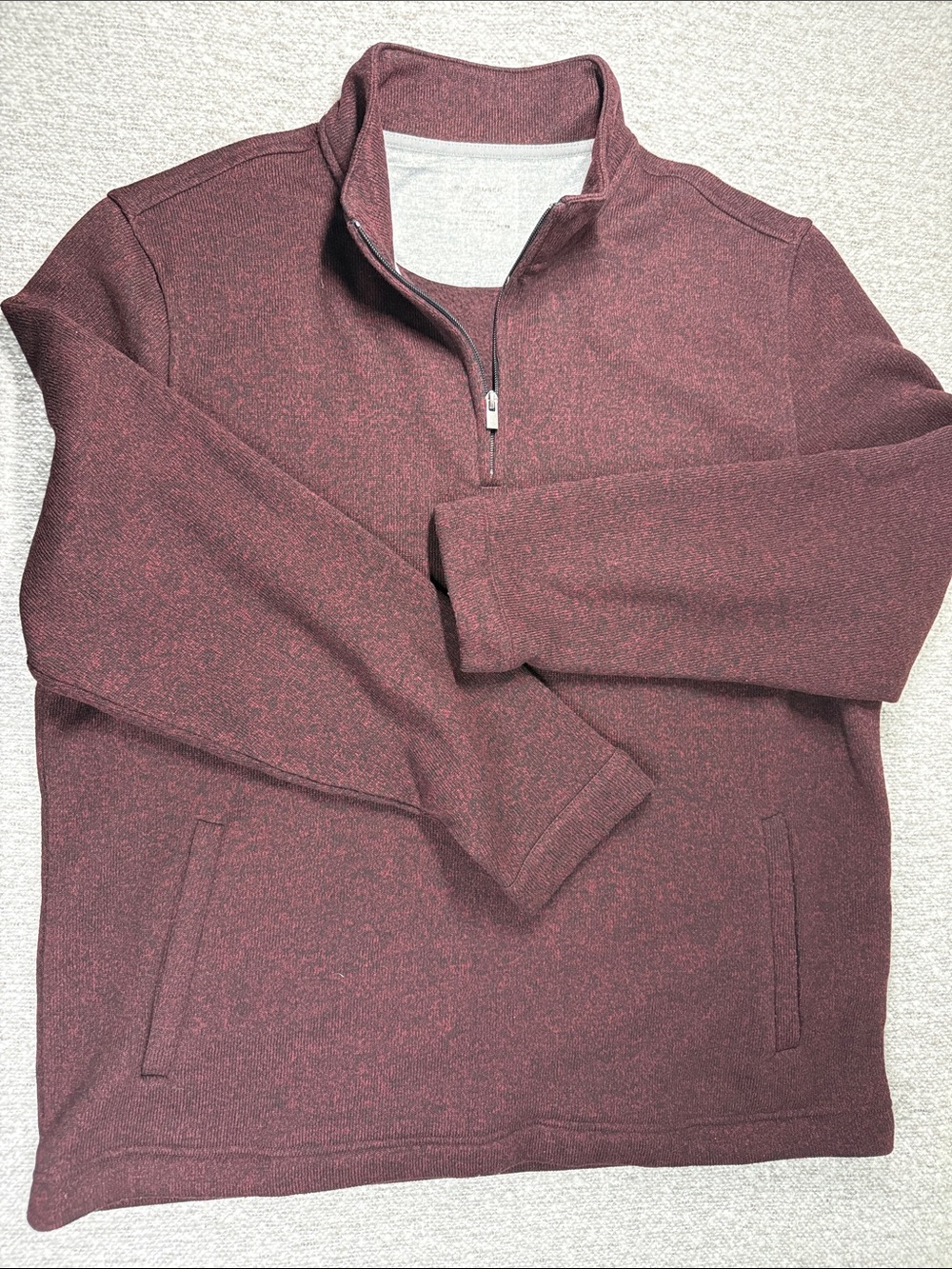 Van Heusen Men's Quarter-Zip Sweater Pullover - Maroon Pockets Size XXL